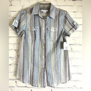 NWT Light Blue, Brown and Tan Liz Claiborne Blouse